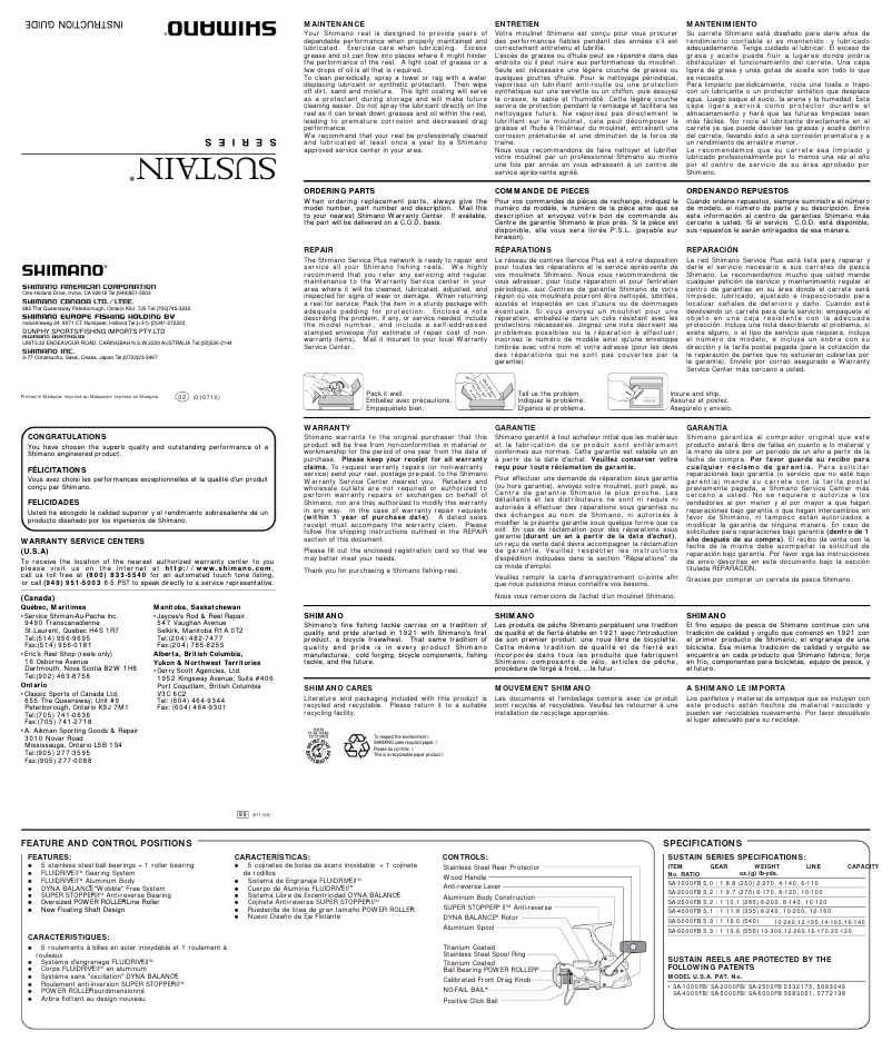 Image de la première page du manuel de l'appareil Sustain 5000FB