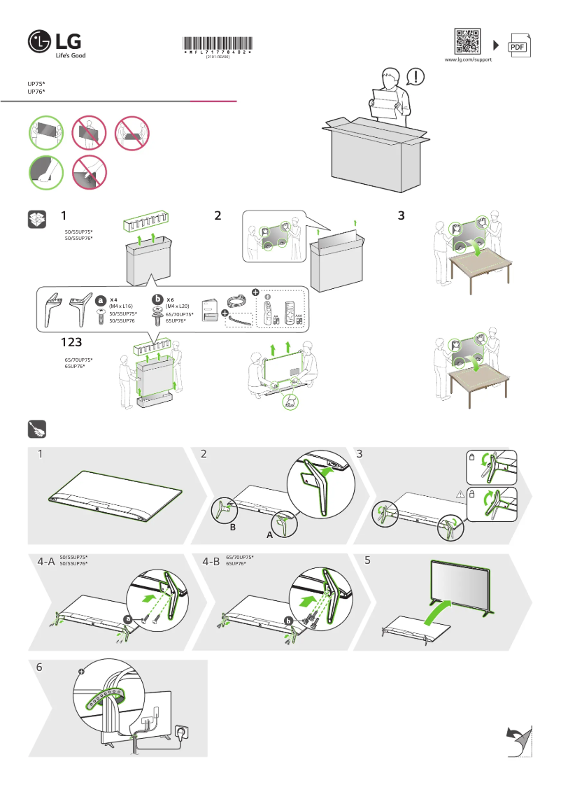 Página 1 del manual Guía de instalación LG 55UP75003LF