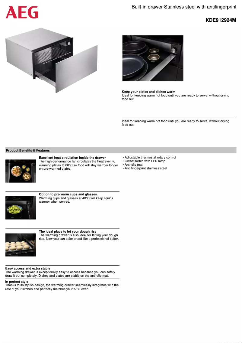Page 1 de la notice Fiche technique AEG KDE912924M