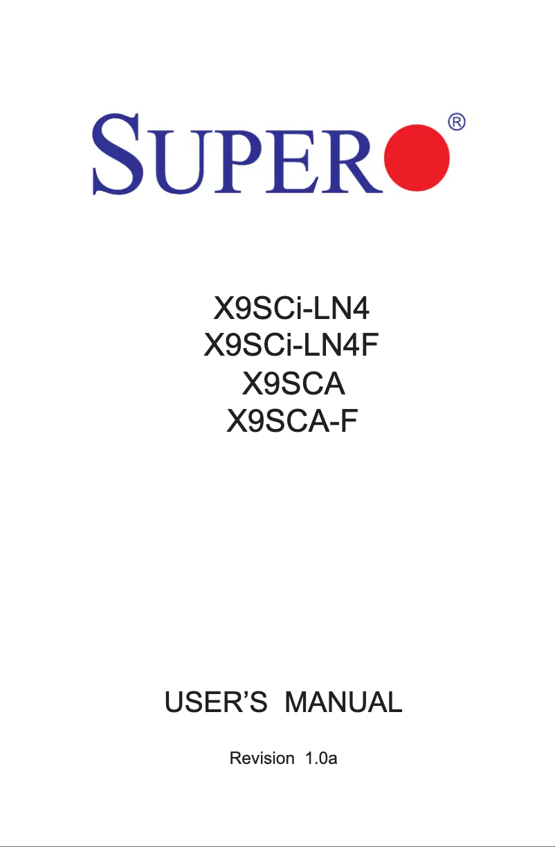 Page 1 de la notice Manuel utilisateur Supermicro X9SCA