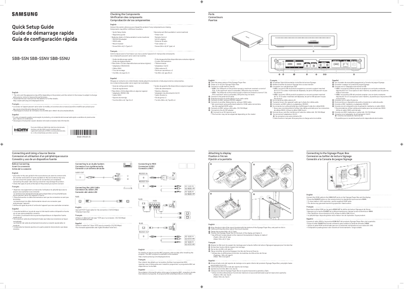 Page 1 de la notice Guide de démarrage rapide Samsung SBB-SSNU