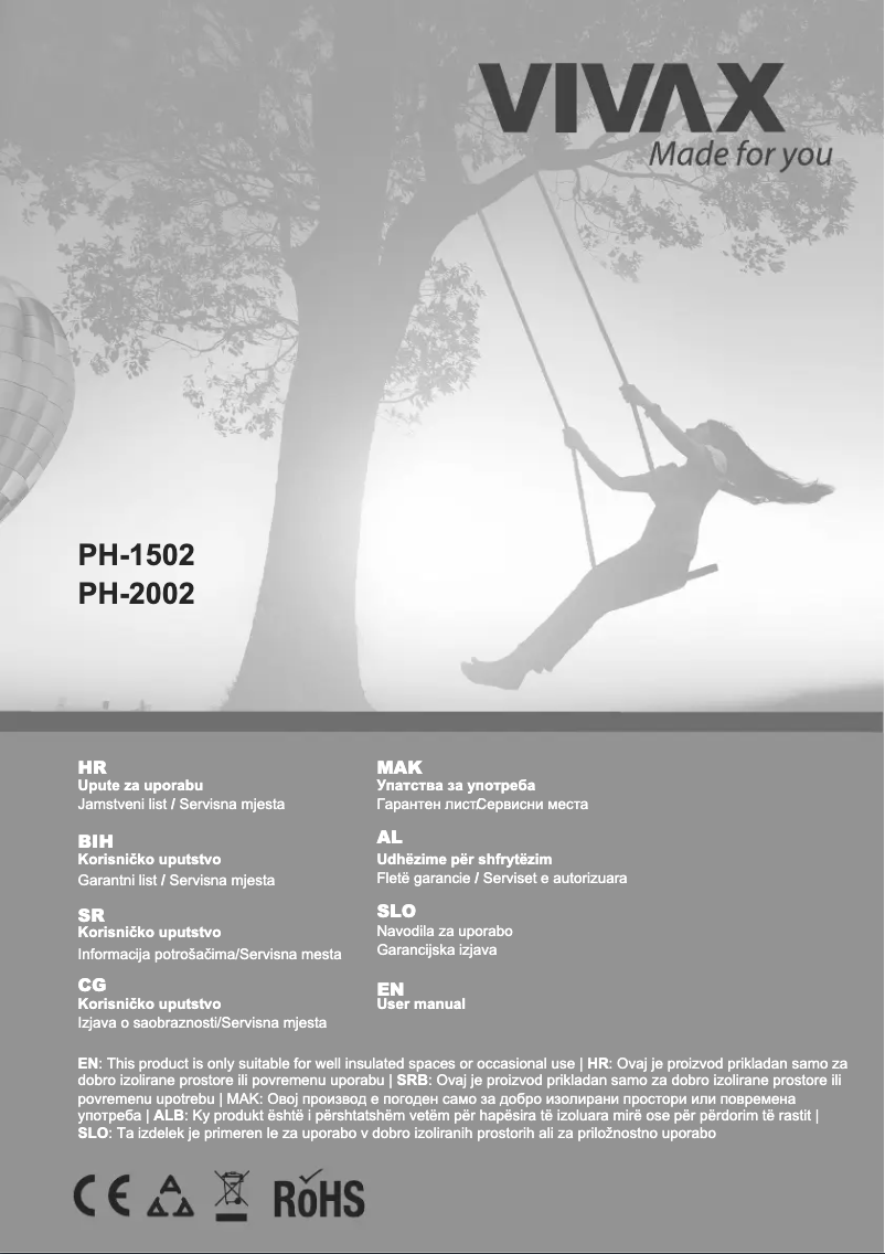 Page 1 de la notice Manuel utilisateur Vivax PH-1502