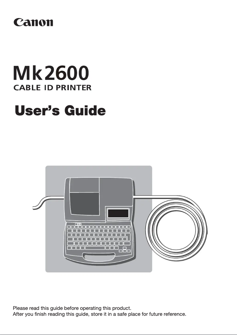 Page n°1 - Manuel utilisateur Canon Mk2600
