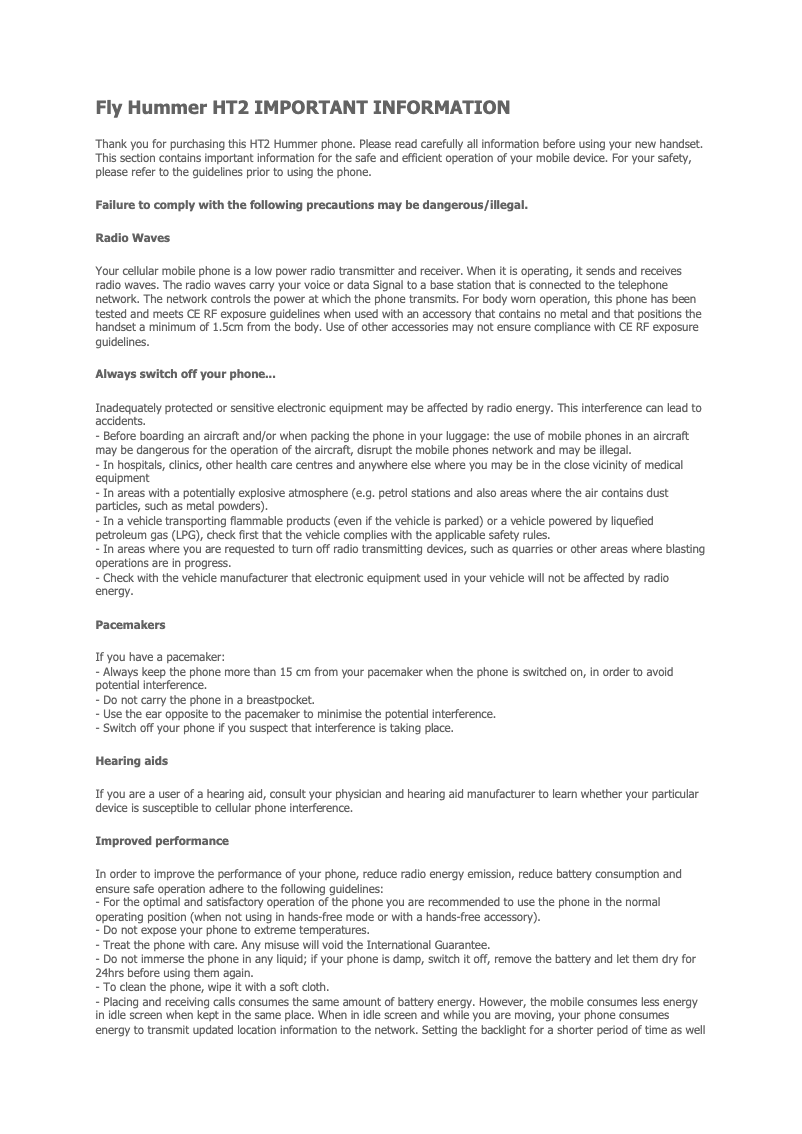 Image de la première page du manuel de l'appareil HT2