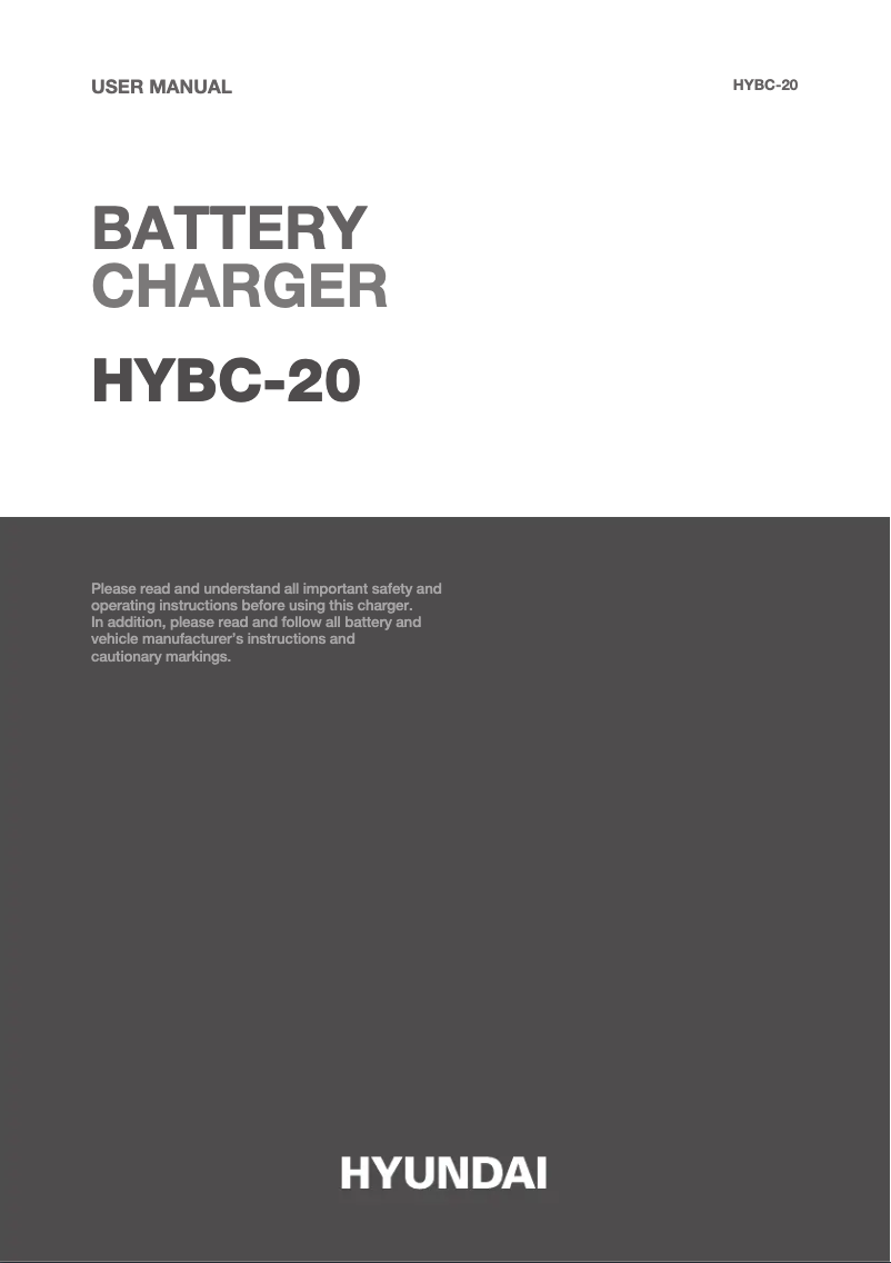 First page image of the manual for HYBC-20