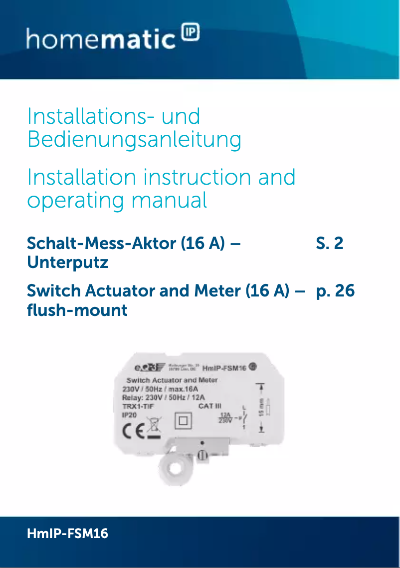 Image de la première page du manuel de l'appareil eQ-3 AG HmIP-FSM16