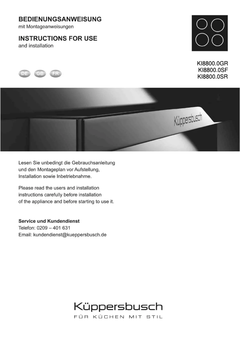 Page n°1 - Manuel utilisateur Küppersbusch KI8800.0SF