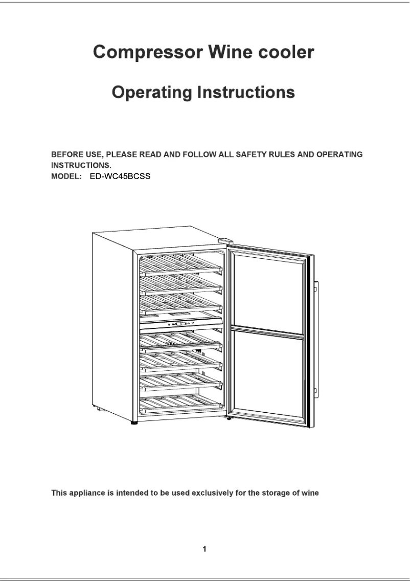 Page 1 de la notice Manuel utilisateur Eurotech ED-WC45BCBK