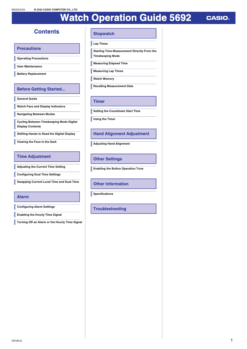 Page n°1 - Manuel utilisateur Casio Baby-G BGA-310