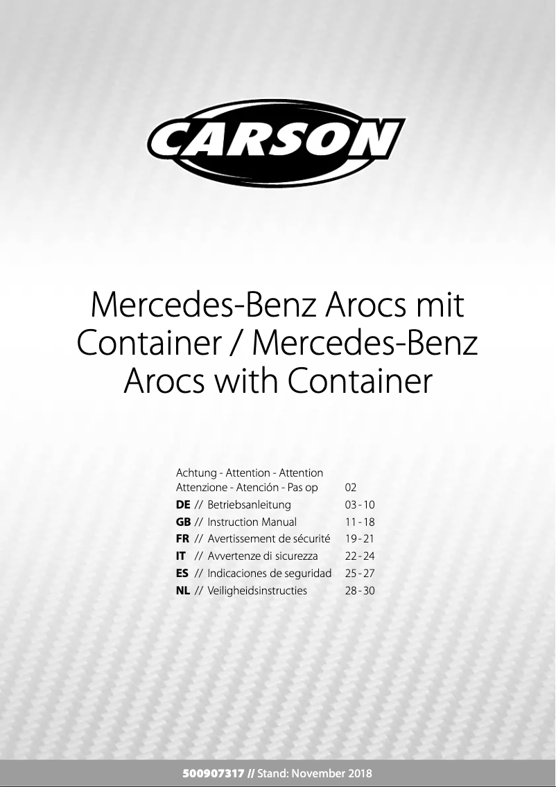 Image de la première page du manuel de l'appareil MB Arocs