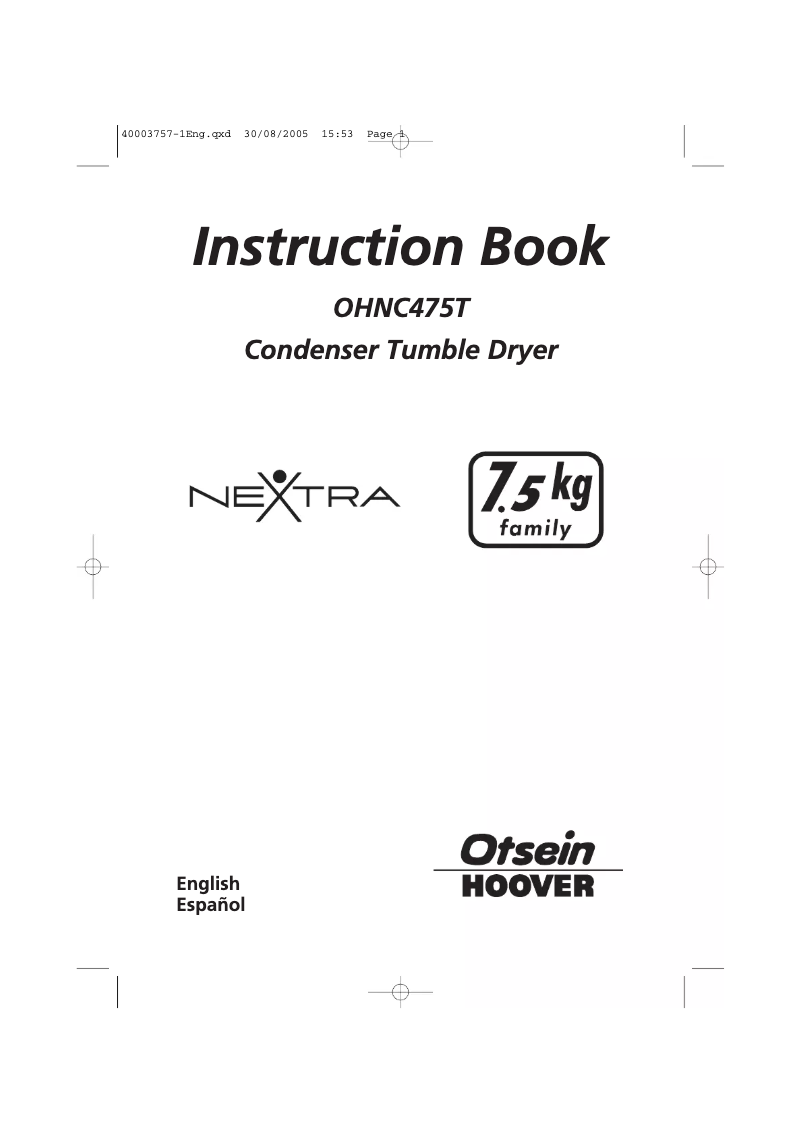 Image de la première page du manuel de l'appareil OHNC 475 S