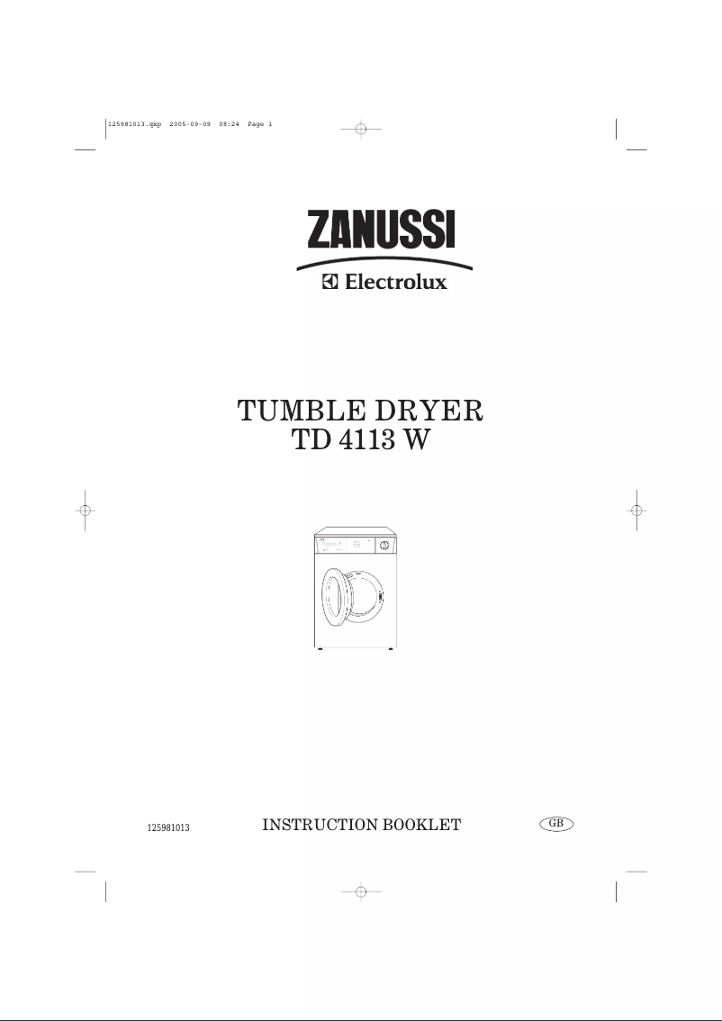 Page 1 de la notice Manuel utilisateur Zanussi-Electrolux TD4113W