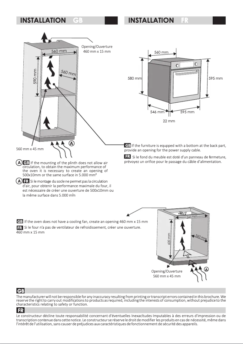 Page 1 de la notice Guide d'installation Rosieres RFC3O5079IN