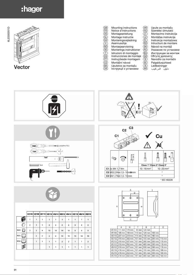 Página 1 del manual Manual de usuario Hager VE412L