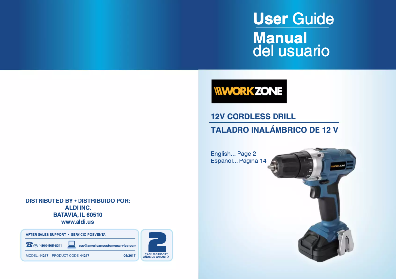 Image de la première page du manuel de l'appareil 12 V Lithium Ion Cordless Drill 44217
