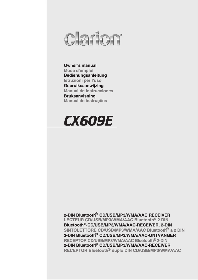 Page n°1 - Manuel utilisateur Clarion CX609E