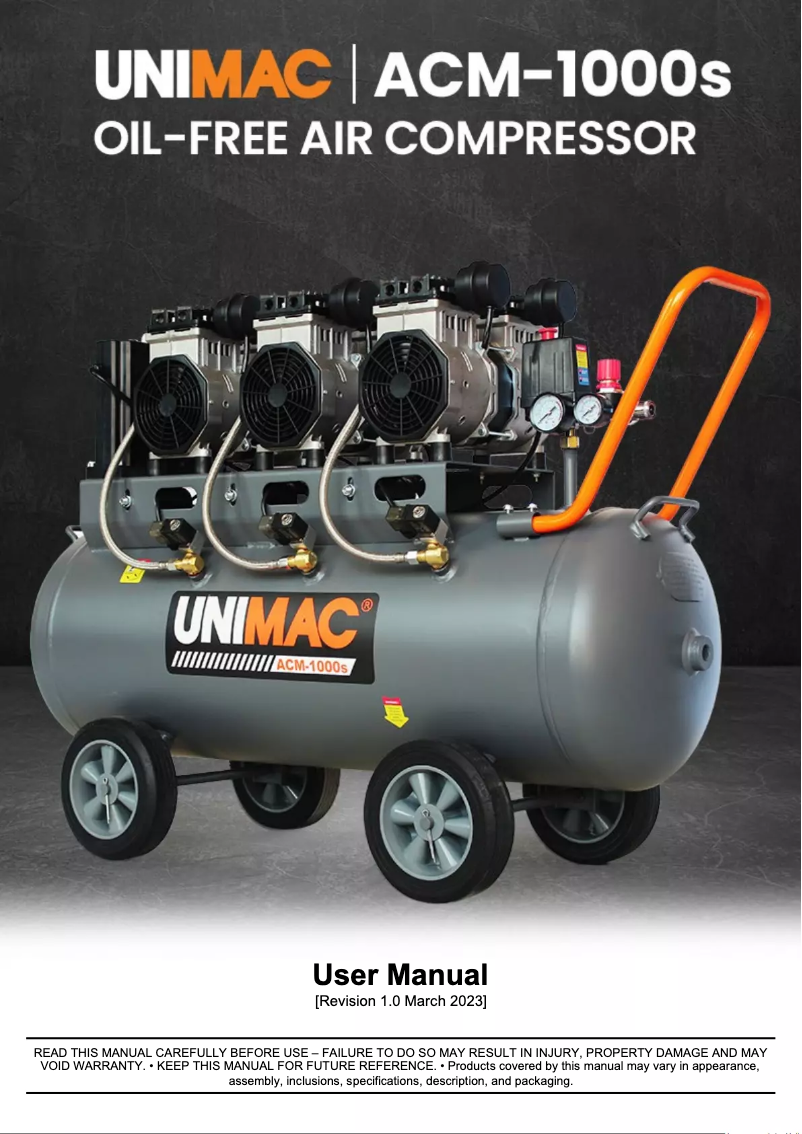 Page 1 de la notice Manuel utilisateur Unimac ACM-1000s