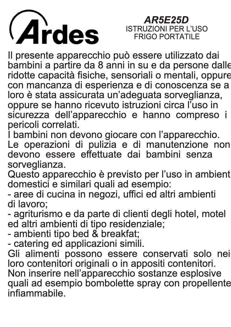 Image de la première page du manuel de l'appareil AR5E25D