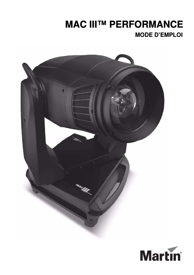 Page 1 de la notice Manuel utilisateur Martin MAC III Performance