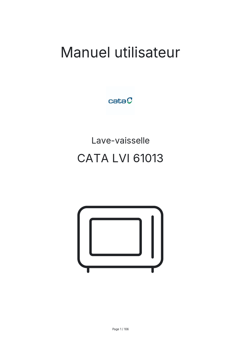 Page n°1 - Manuel utilisateur CATA LVI 61013