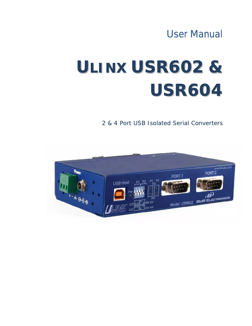 Page 1 de la notice Manuel utilisateur B&B Electronics USR602
