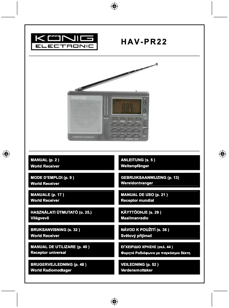 Page 1 de la notice Manuel utilisateur Konig HAV-PR22