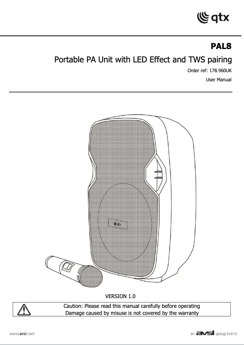 Page 1 de la notice Manuel utilisateur Qtx PAL8