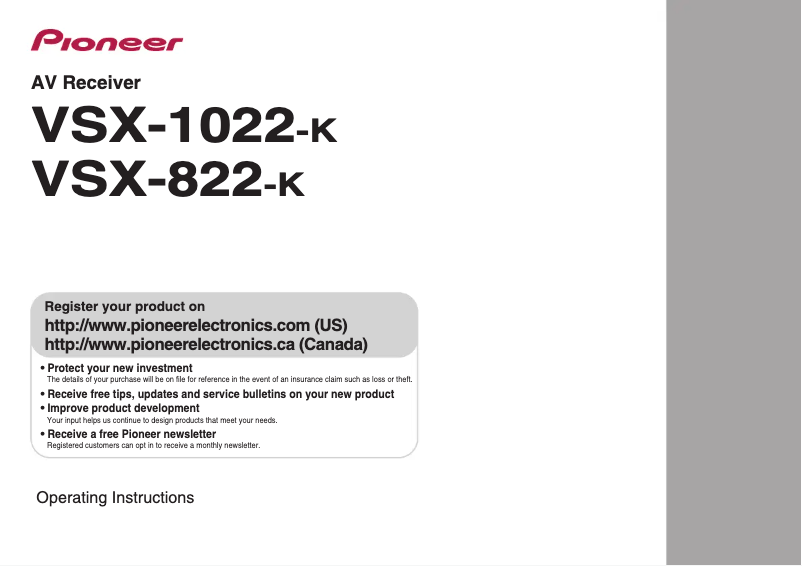 Page n°1 - Manuel utilisateur Pioneer VSX-1022