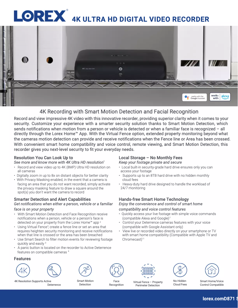 Page n°1 - Fiche technique Lorex D871B