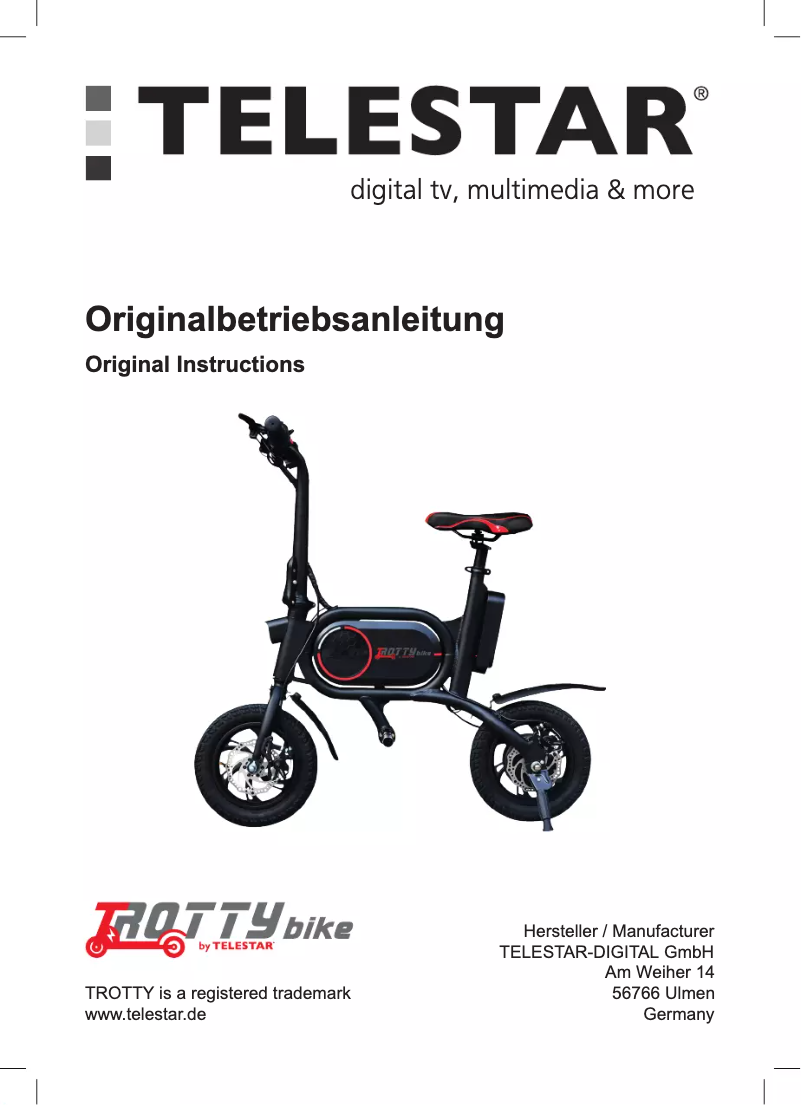 Image de la première page du manuel de l'appareil TROTTY bike