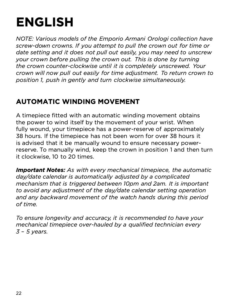 Page 1 de la notice Manuel utilisateur Armani AR1692