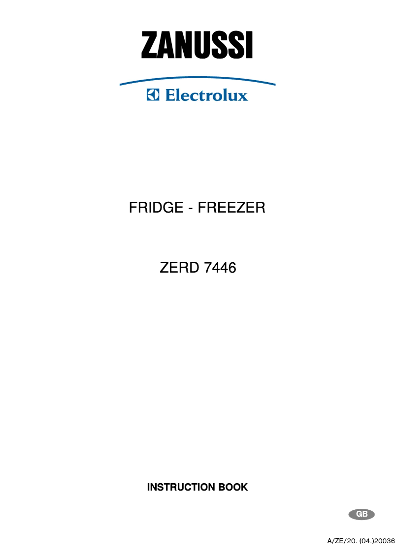 Page 1 de la notice Manuel utilisateur Zanussi-Electrolux ZERD7446