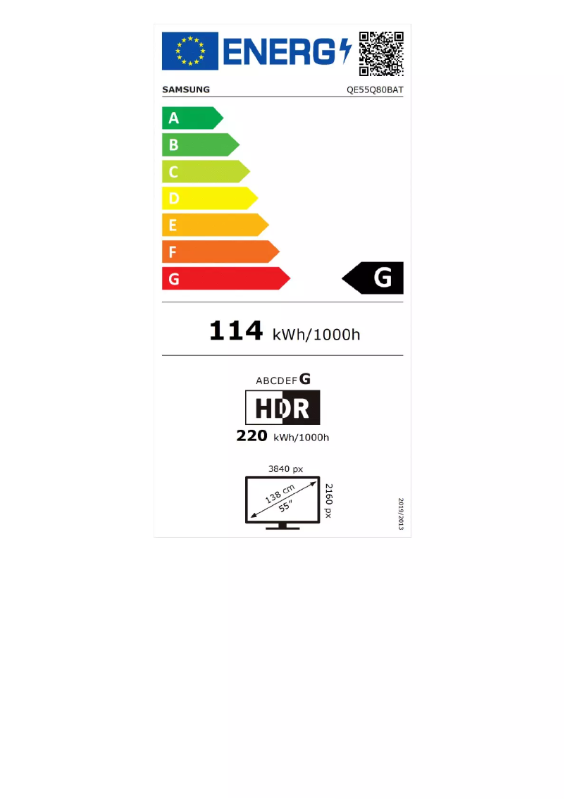 Page n°1 - Label énergétique Samsung QE55Q80B