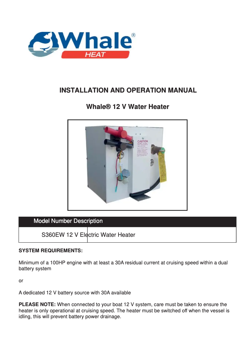 Page 1 de la notice Manuel utilisateur Whale S360EW