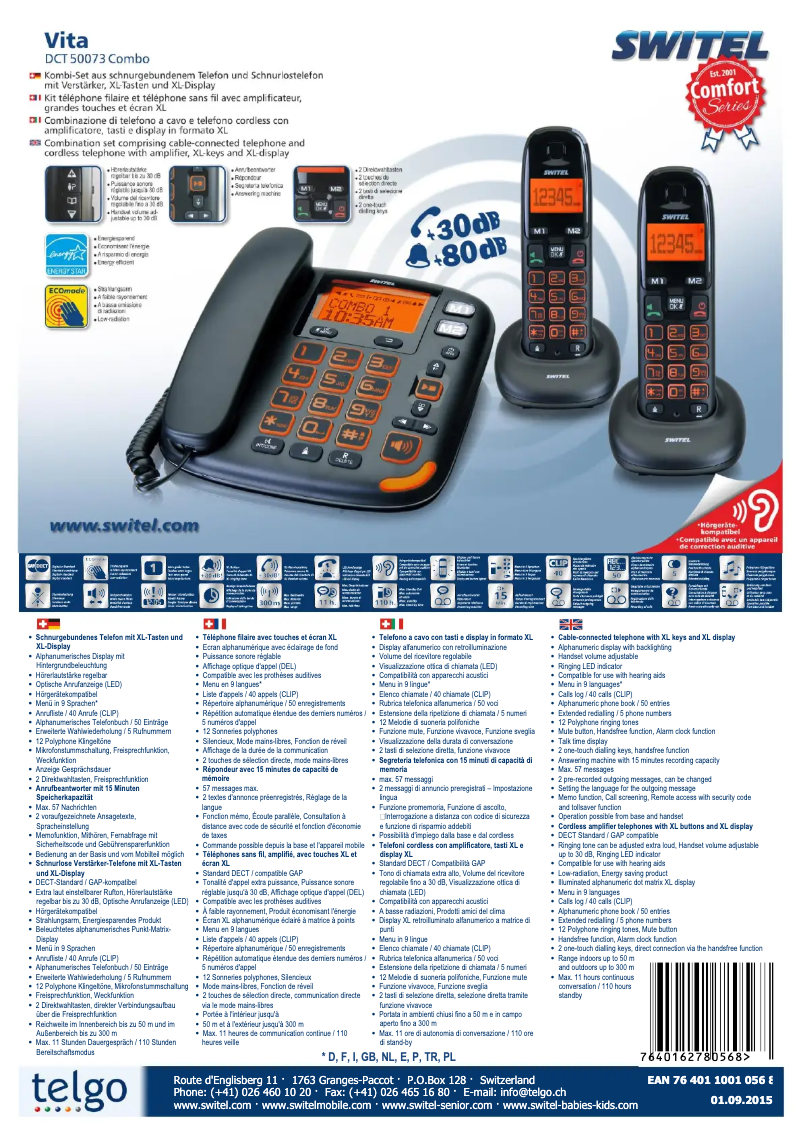 Imagen de la primera página del manual del dispositivo DCT50073 Combo