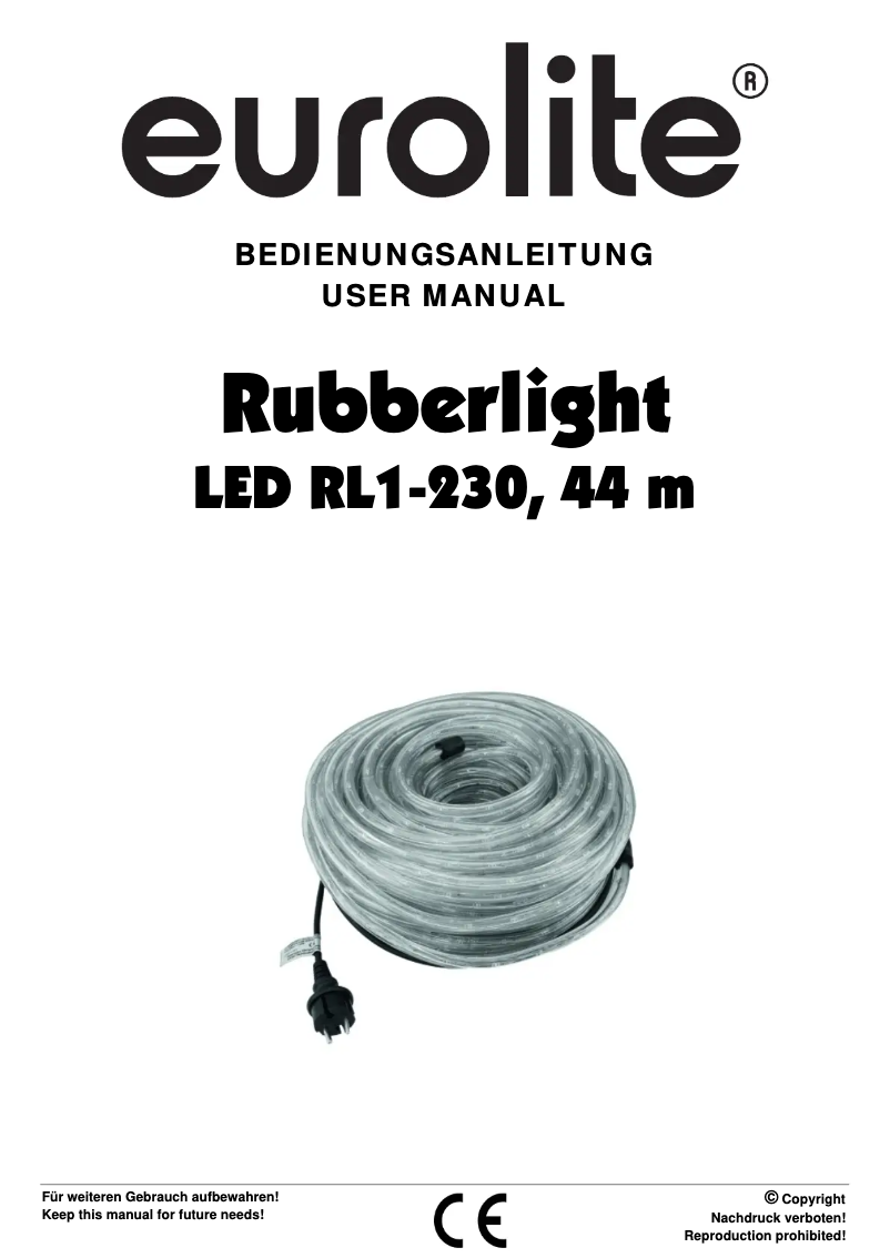 Page 1 de la notice Manuel utilisateur Eurolite Rubberlight LED RL1-230