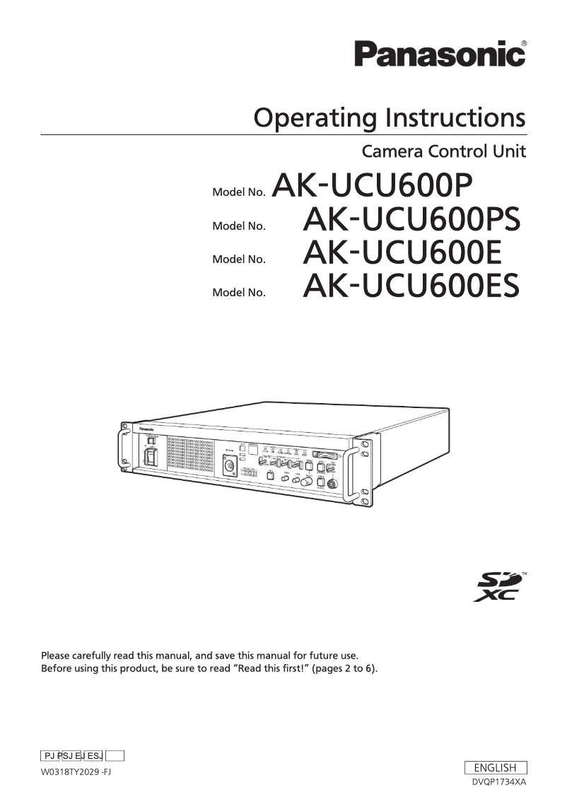 Imagen de la primera página del manual del dispositivo AK-UCU600P