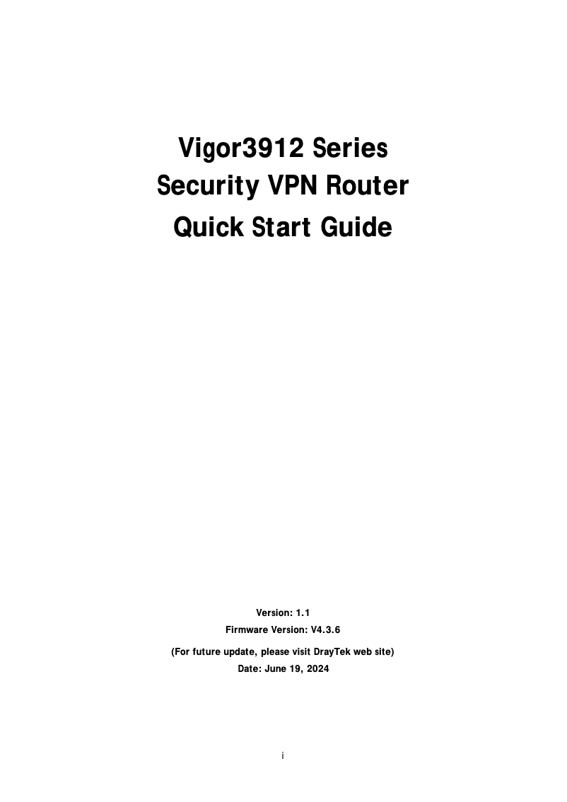 Page n°1 - Guide de démarrage rapide Draytek Vigor 3912S