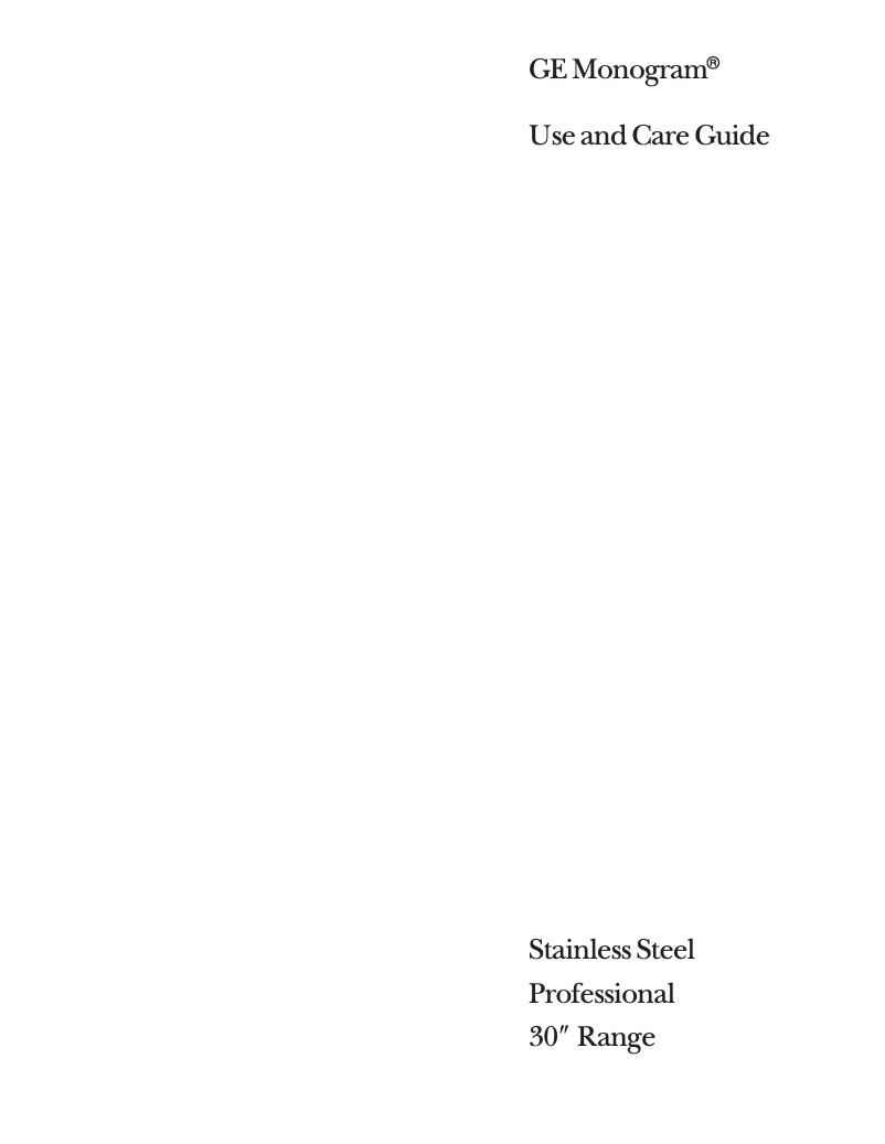 Page n°1 - Manuel d'utilisation et d'entretien GE ZDP30N4YSS