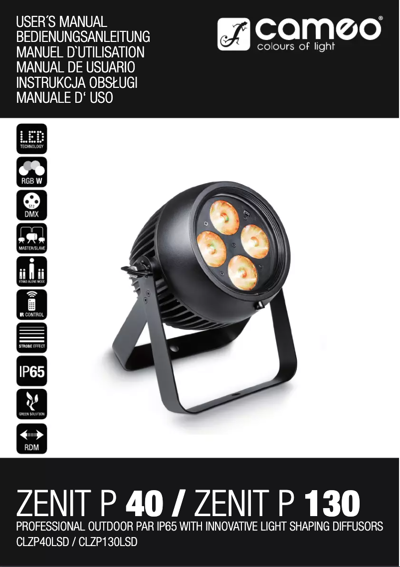 Page n°1 - Manuel utilisateur Cameo ZENIT P 130