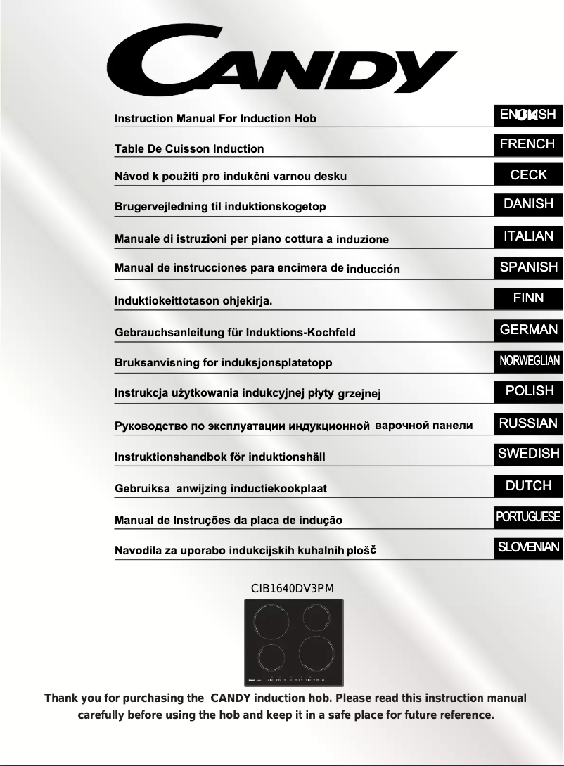 Page 1 de la notice Manuel utilisateur Candy CIB1640DV3PM