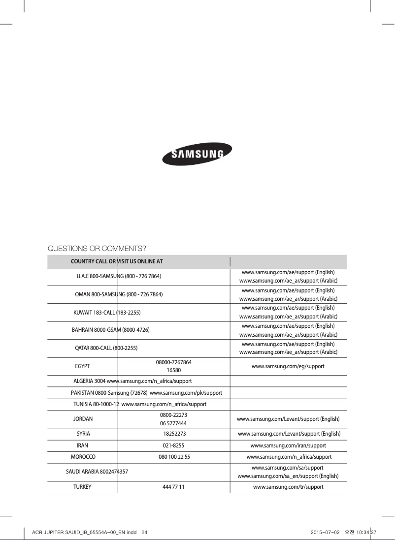 Page n°1 - Manuel utilisateur Samsung AX40H5000GM