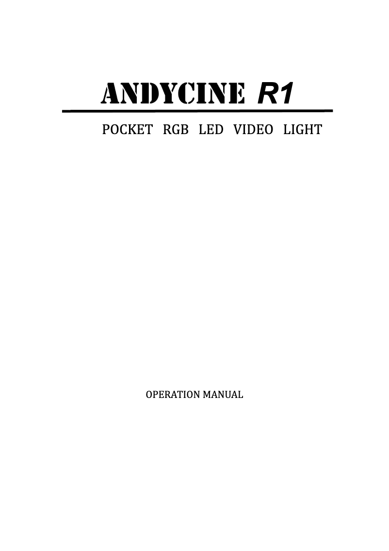 Page n°1 - Manuel utilisateur ANDYCINE R1