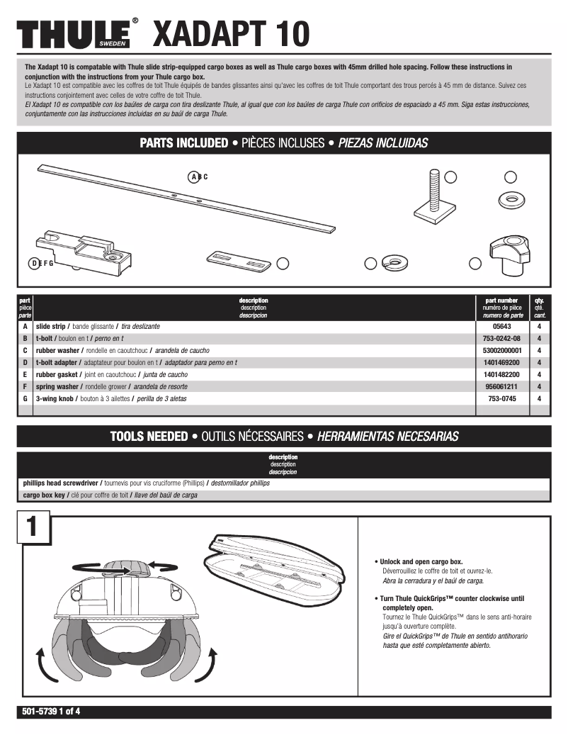 Página 1 del manual Manual de usuario Thule Xadapt10