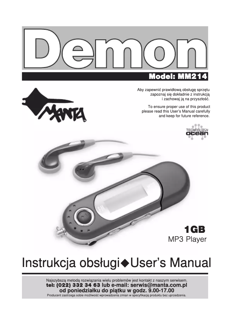 Page n°1 - Manuel utilisateur Manta Demon MM214