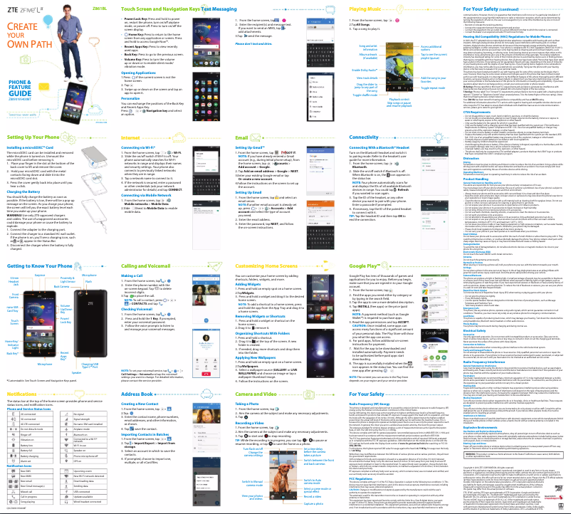 Image de la première page du manuel de l'appareil ZFive L LTE