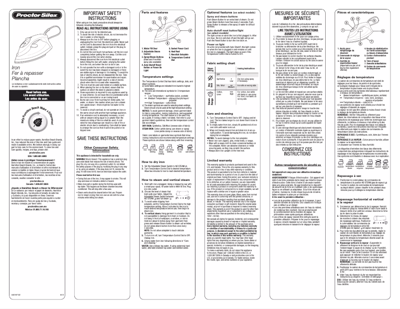 Page n°1 - Mode d'emploi Proctor Silex 17202