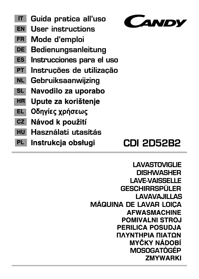 Page n°1 - Manuel utilisateur Candy CDI 2D52B2