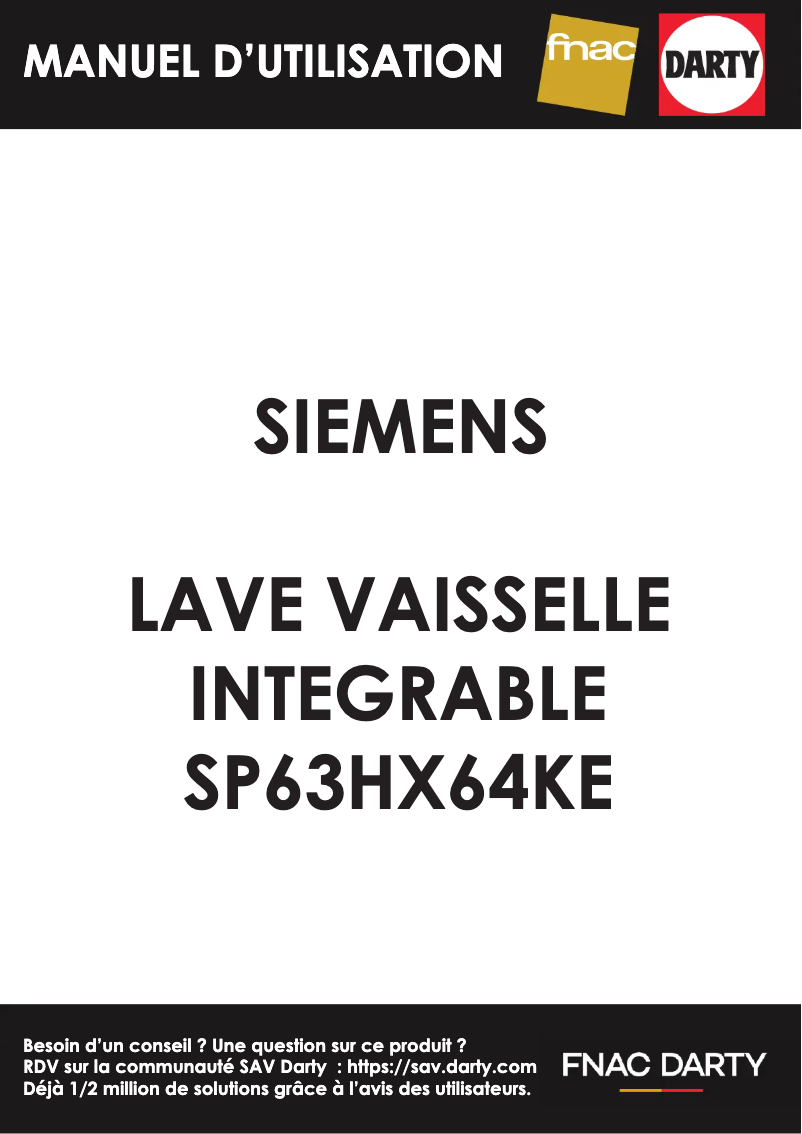 Page 1 de la notice Manuel utilisateur Siemens SP63HX64KE