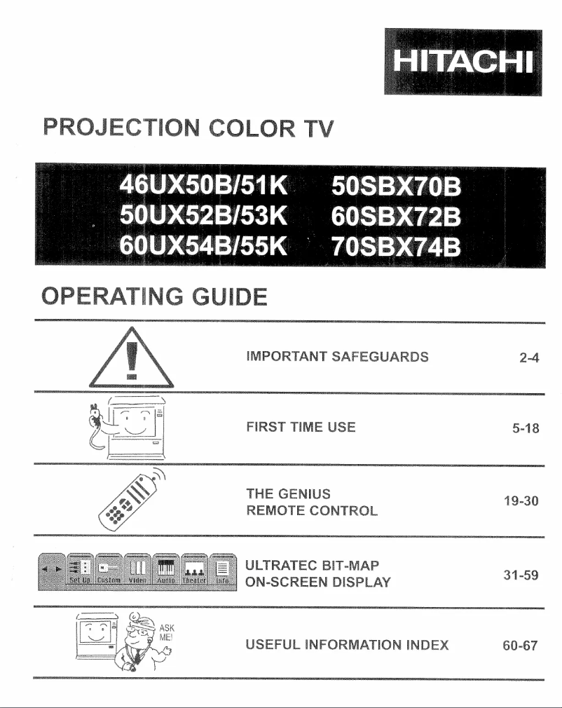 Page 1 de la notice Manuel utilisateur Hitachi 50SBX70B
